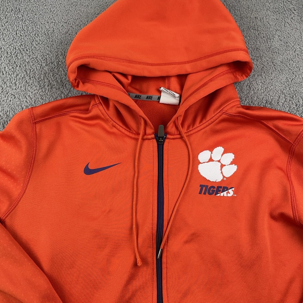 Clemson Tigers Jacket Mens Large Orange NCAA Football Therma Fit Nike Hoodie
